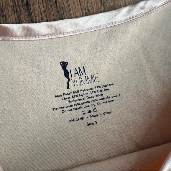 I Am Yummie Nude Shapewear Slip Long Braless Shaper Small Dress Lace Hem Cami - Picture 4 of 8